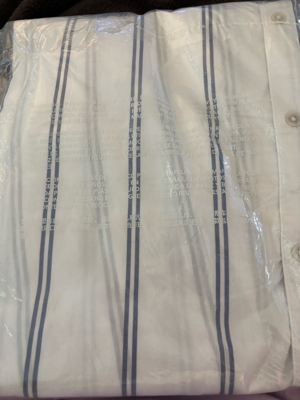 AERIE White Button-Down Shirt w/ slate blue stripes. - Picture 2 of 4